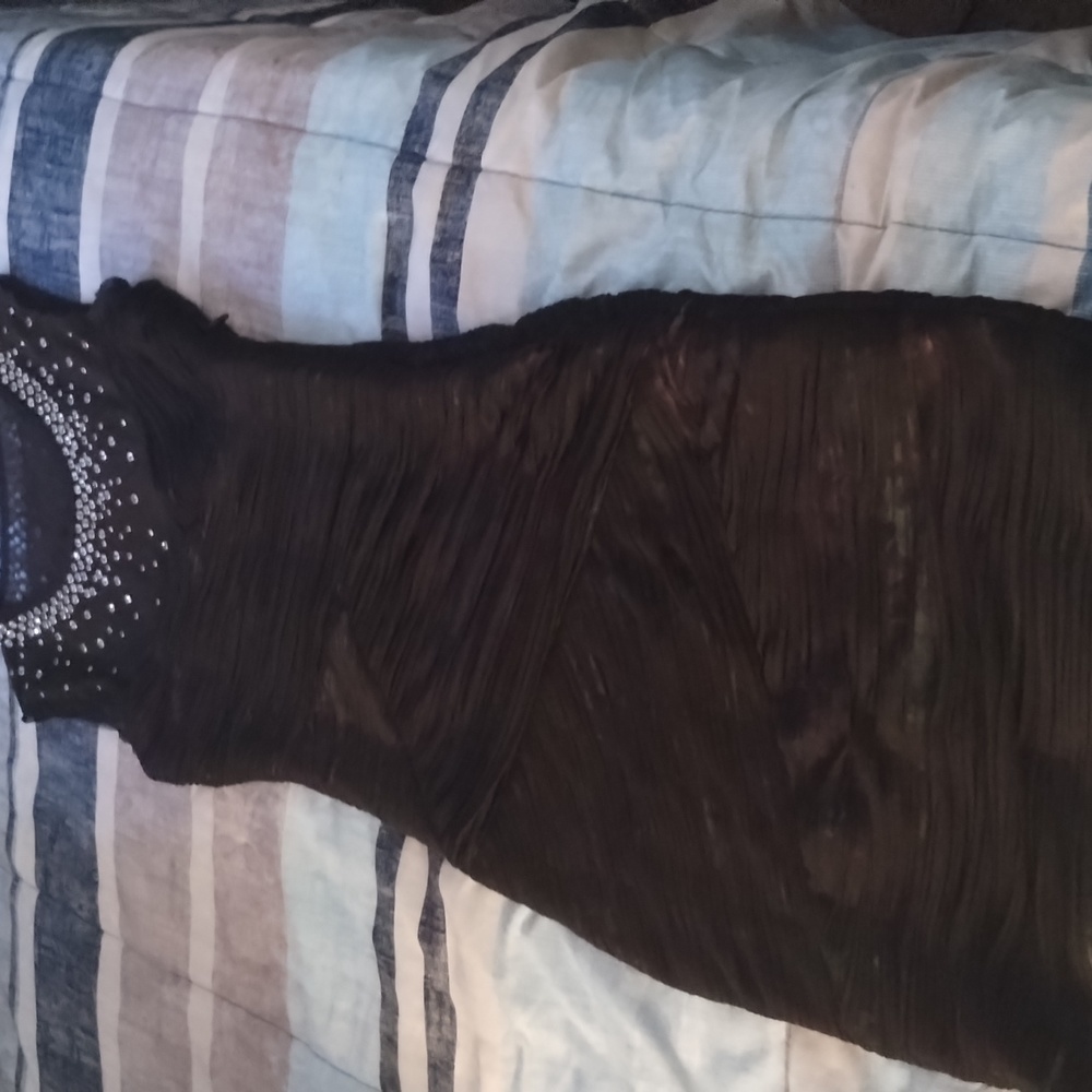 Black jewel detail mini dress